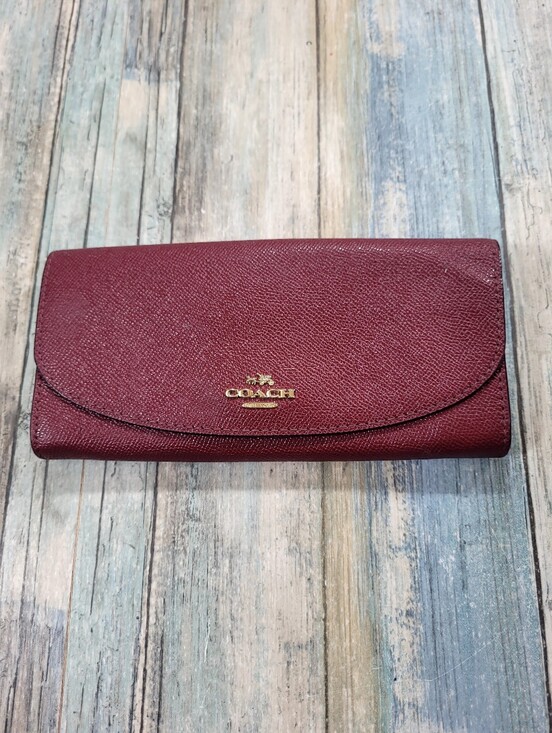Coach Handbags - COACH Burgundy Leather Continental Wallet